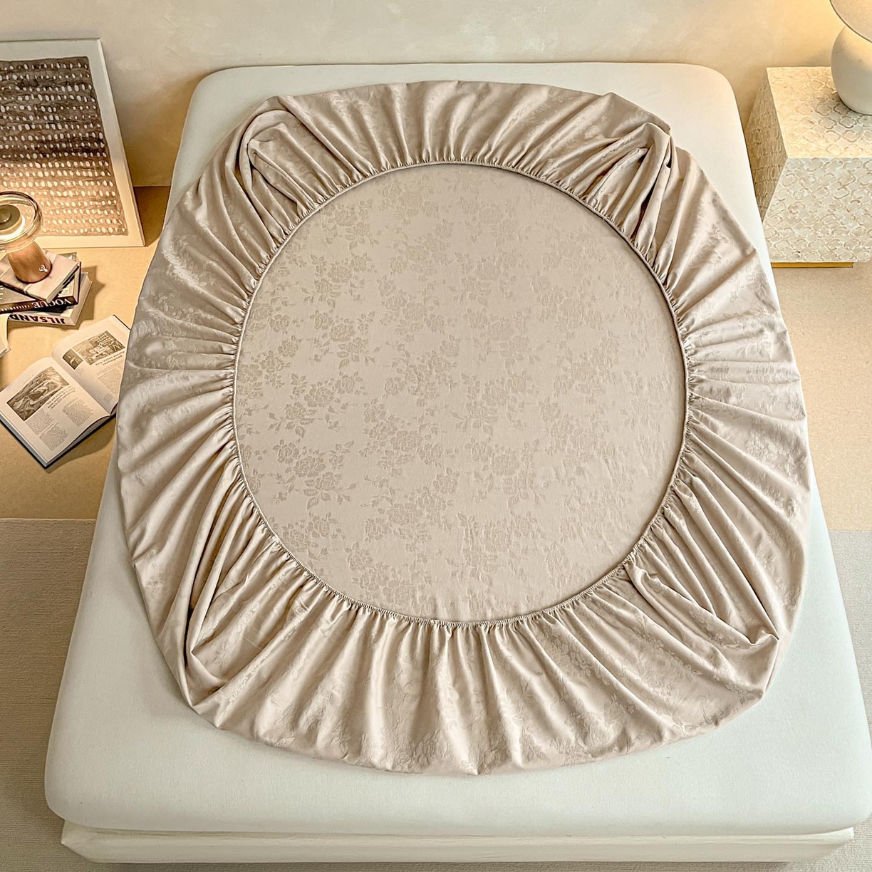 91家纺网 家纺一手货源 找家纺 涵宸家纺 2026新款全棉提花里拉系列单床笠 床笠-山慕色