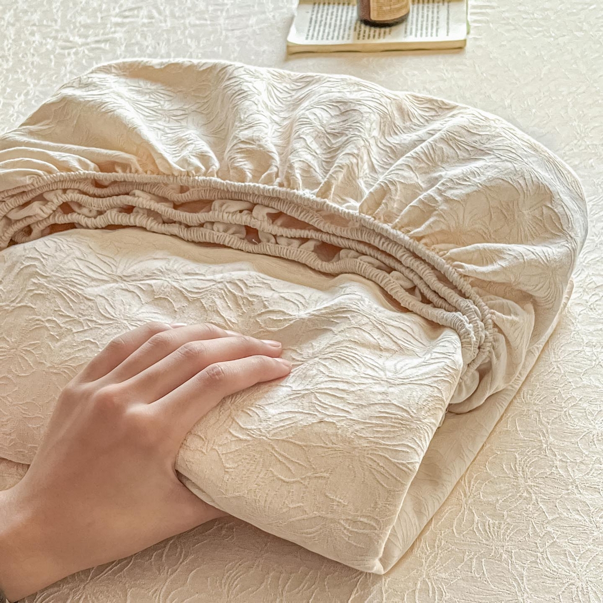 涵宸家纺 2026新款全棉提花里拉系列单床笠 床笠-微芒