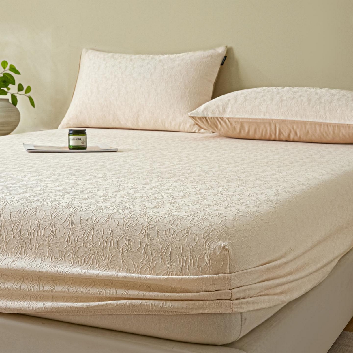 91家纺网 家纺一手货源 找家纺 涵宸家纺 2026新款全棉提花里拉系列单床笠 床笠-微芒