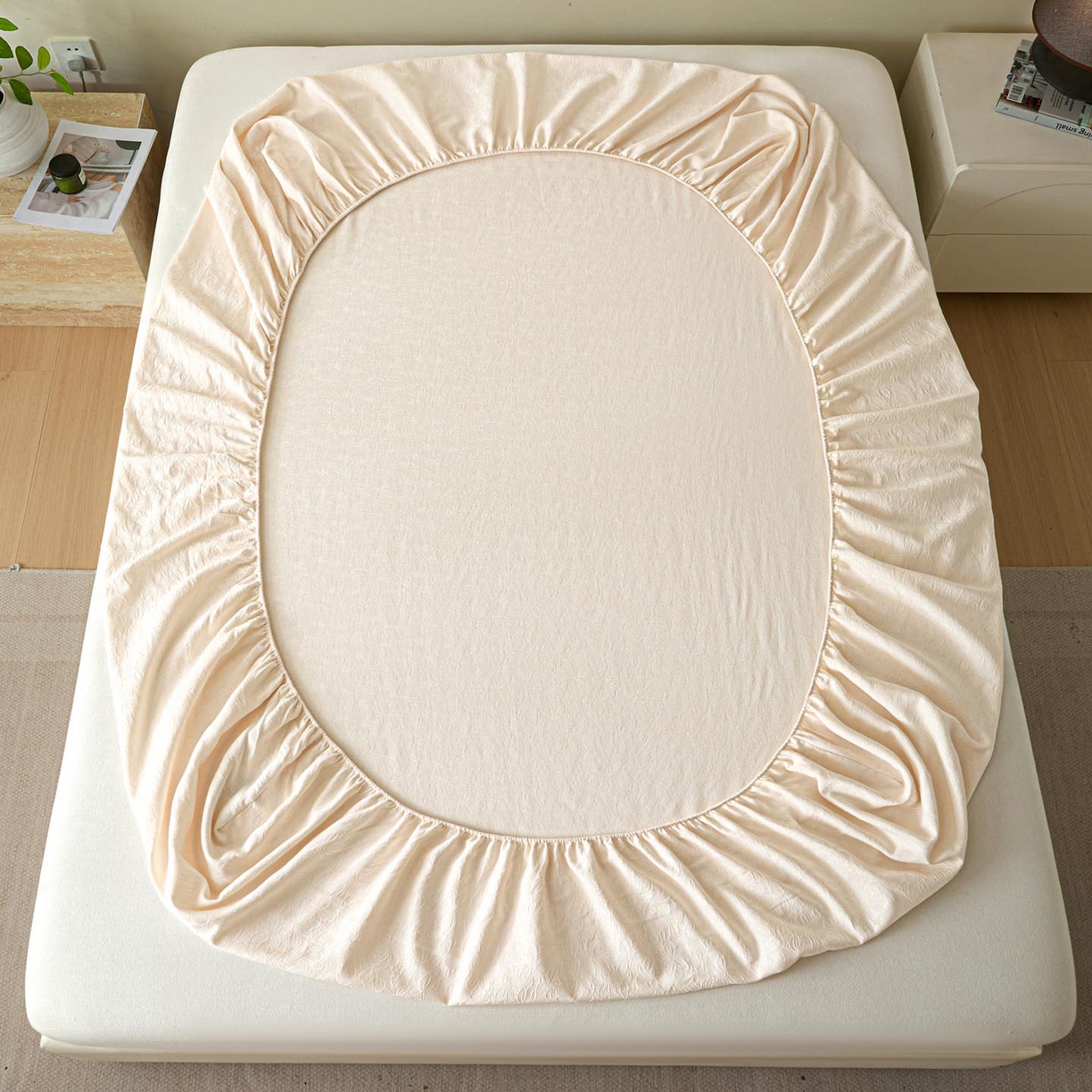 91家纺网 家纺一手货源 找家纺 涵宸家纺 2026新款全棉提花里拉系列单床笠 床笠-微芒