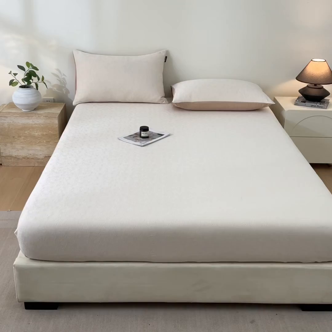 91家纺网 家纺一手货源 找家纺 涵宸家纺 2026新款全棉提花里拉系列单床笠 床笠-微芒