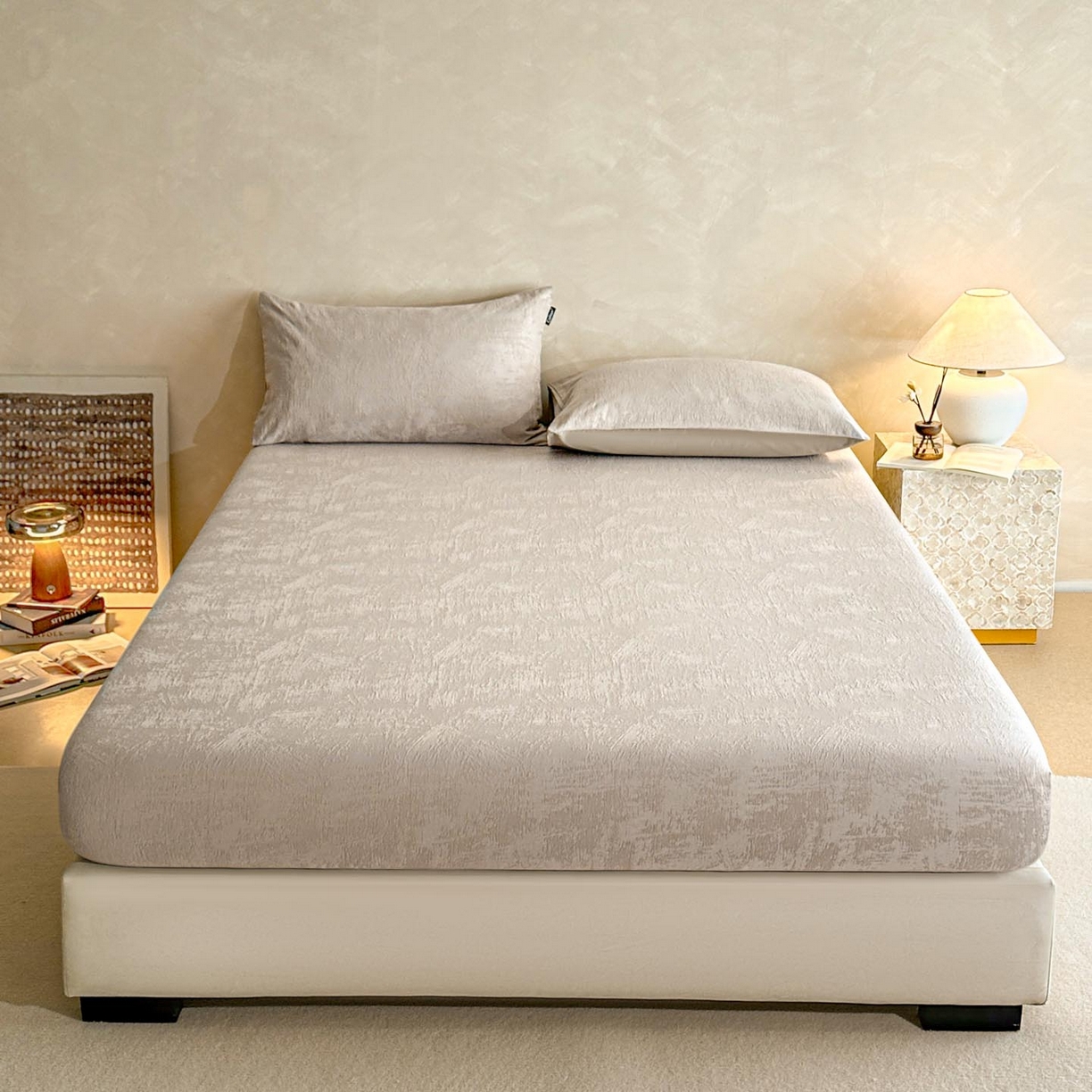 91家纺网 家纺一手货源 找家纺 涵宸家纺 2026新款全棉提花里拉系列单床笠 床笠-雾絮-灰