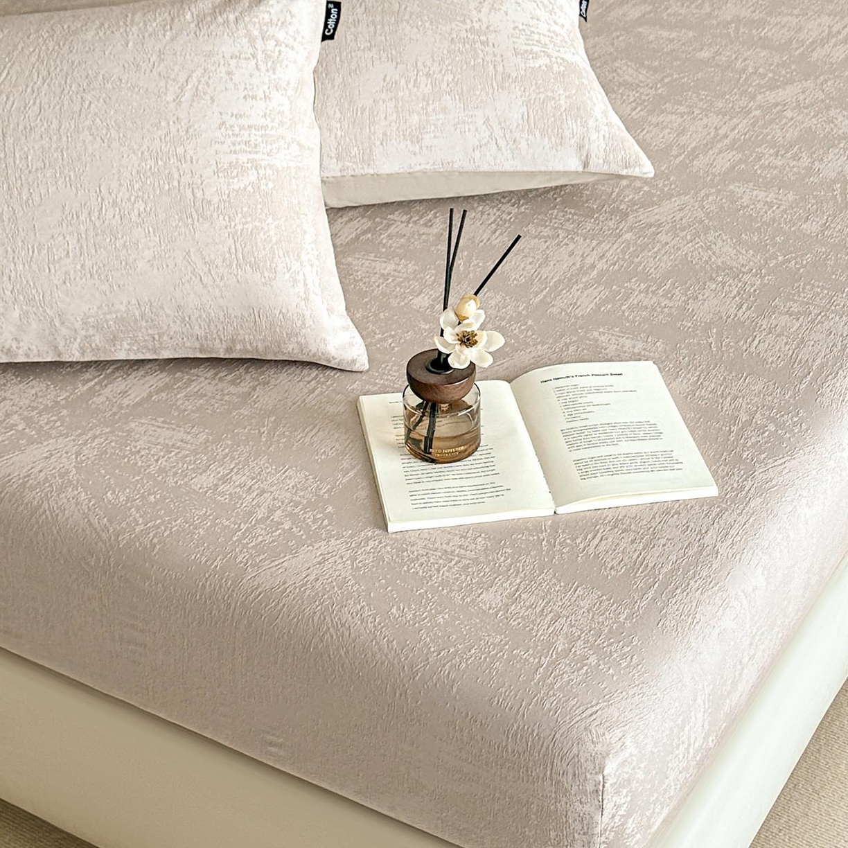 91家纺网 家纺一手货源 找家纺 涵宸家纺 2026新款全棉提花里拉系列单床笠 床笠-雾絮-灰