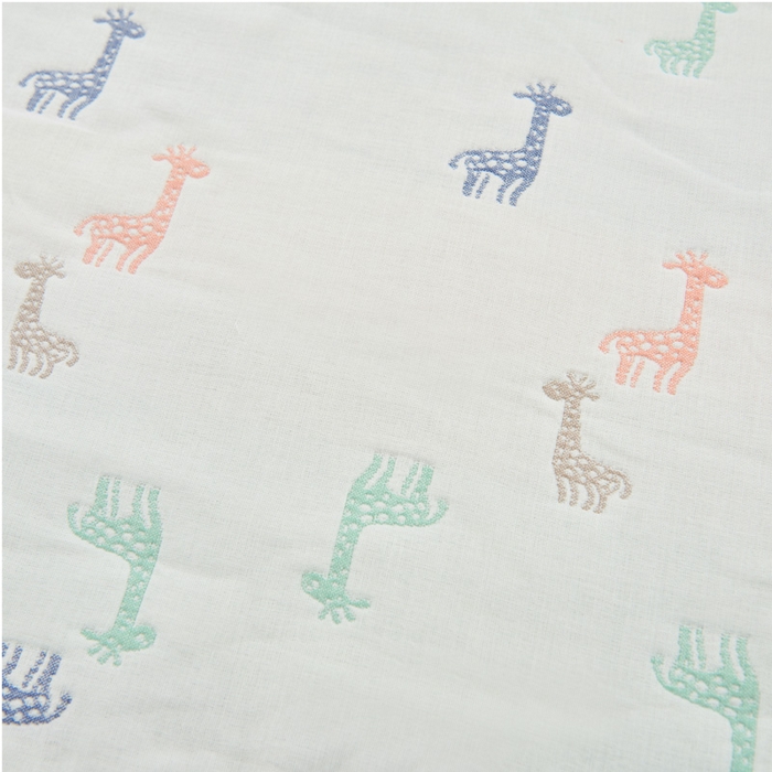 91家纺网 家纺一手货源 找家纺 朴尔家纺-毛巾被 2026新款六层纱布全棉循环小花型枕巾 长颈鹿