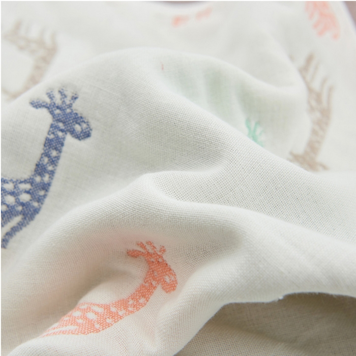 91家纺网 家纺一手货源 找家纺 朴尔家纺-毛巾被 2026新款六层纱布全棉循环小花型枕巾 长颈鹿