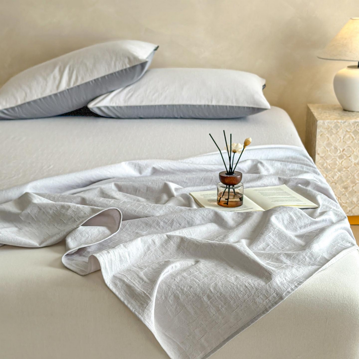 91家纺网 家纺一手货源 找家纺 涵宸家纺 2026新款全棉提花里拉系列单床单 床单-凌维-灰