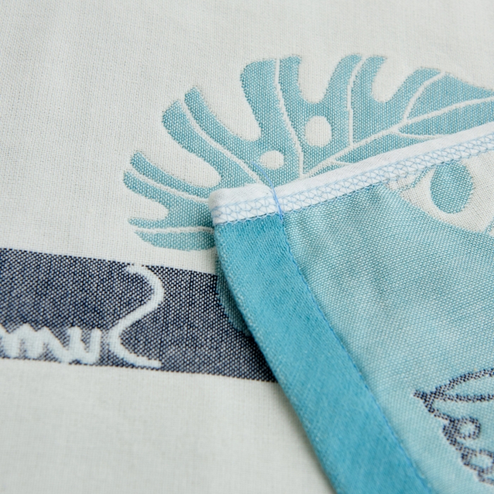 91家纺网 家纺一手货源 找家纺 朴尔家纺-毛巾被 2026新款六层纱布全棉循环小花型枕巾 芭蕉叶语