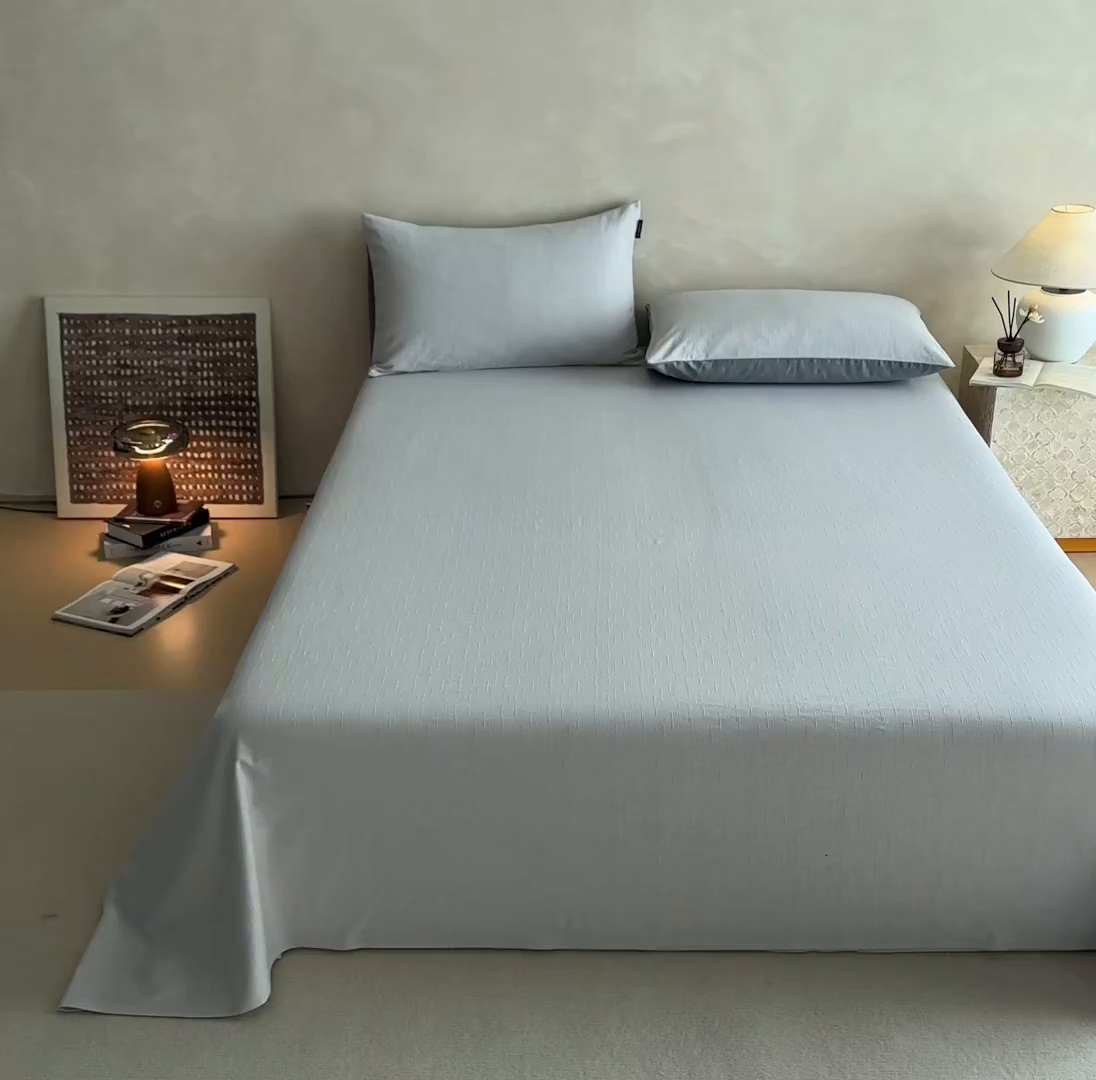 91家纺网 家纺一手货源 找家纺 涵宸家纺 2026新款全棉提花里拉系列单床单 床单-凌维-灰