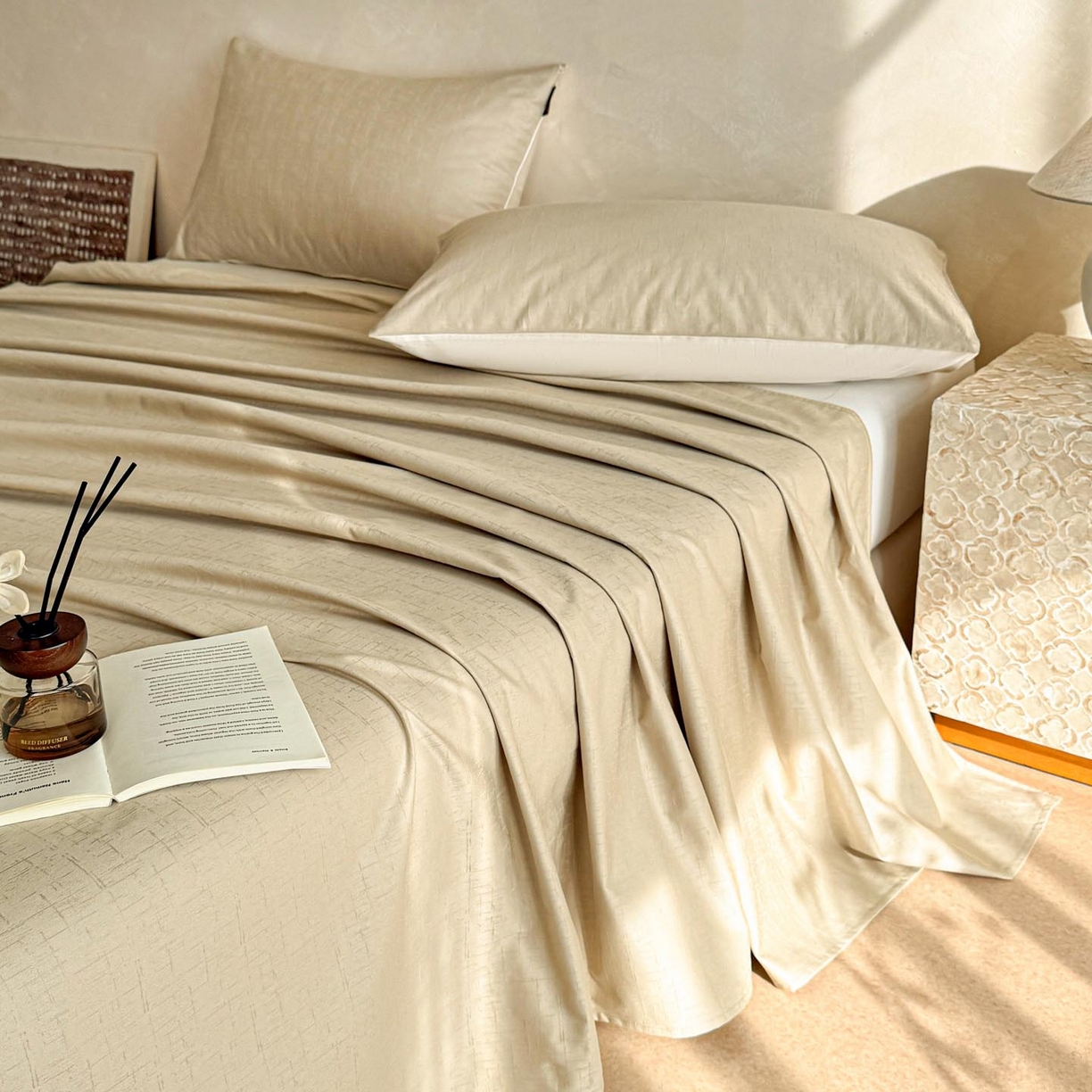 91家纺网 家纺一手货源 找家纺 涵宸家纺 2026新款全棉提花里拉系列单床单 床单-凌维-绿