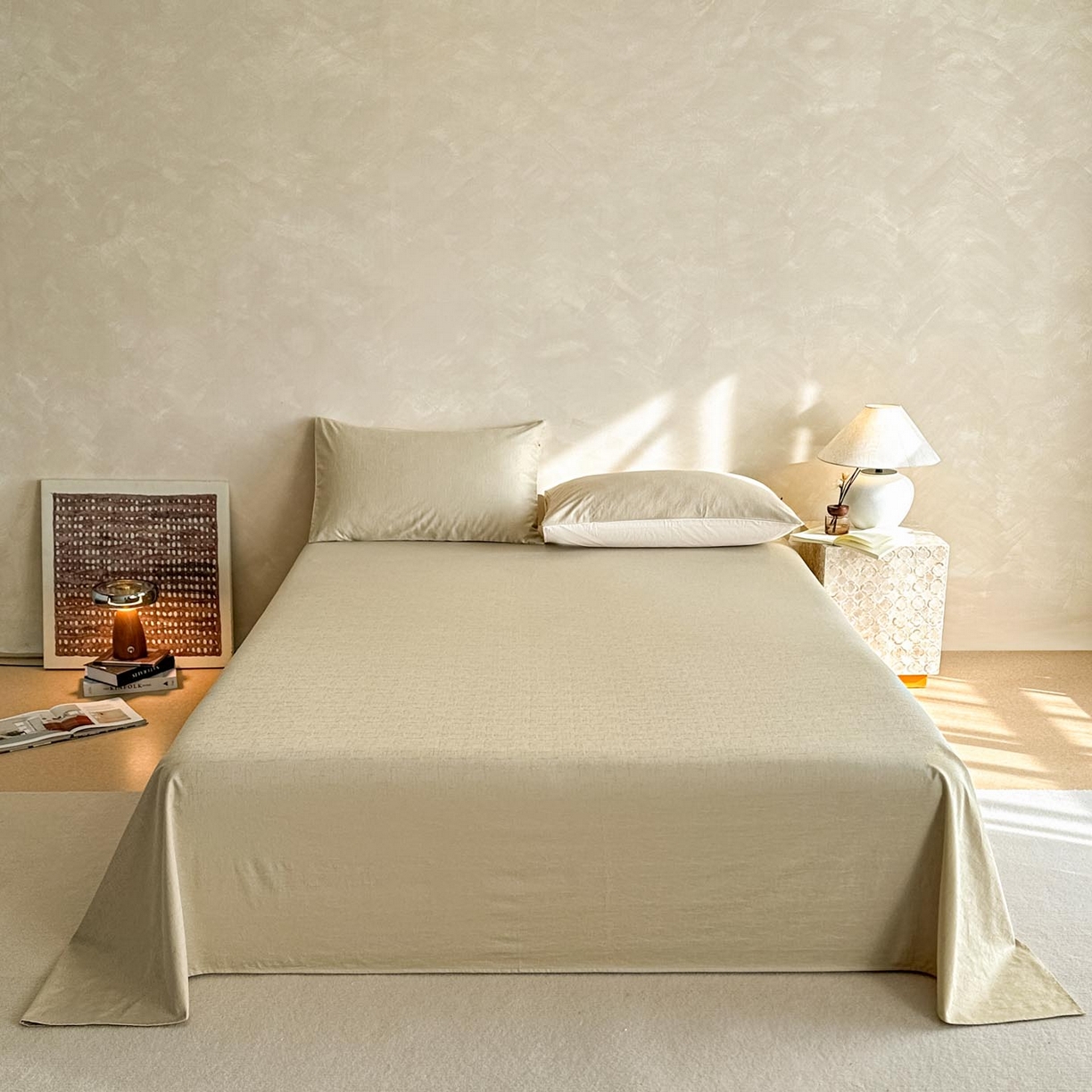 91家纺网 家纺一手货源 找家纺 涵宸家纺 2026新款全棉提花里拉系列单床单 床单-凌维-绿