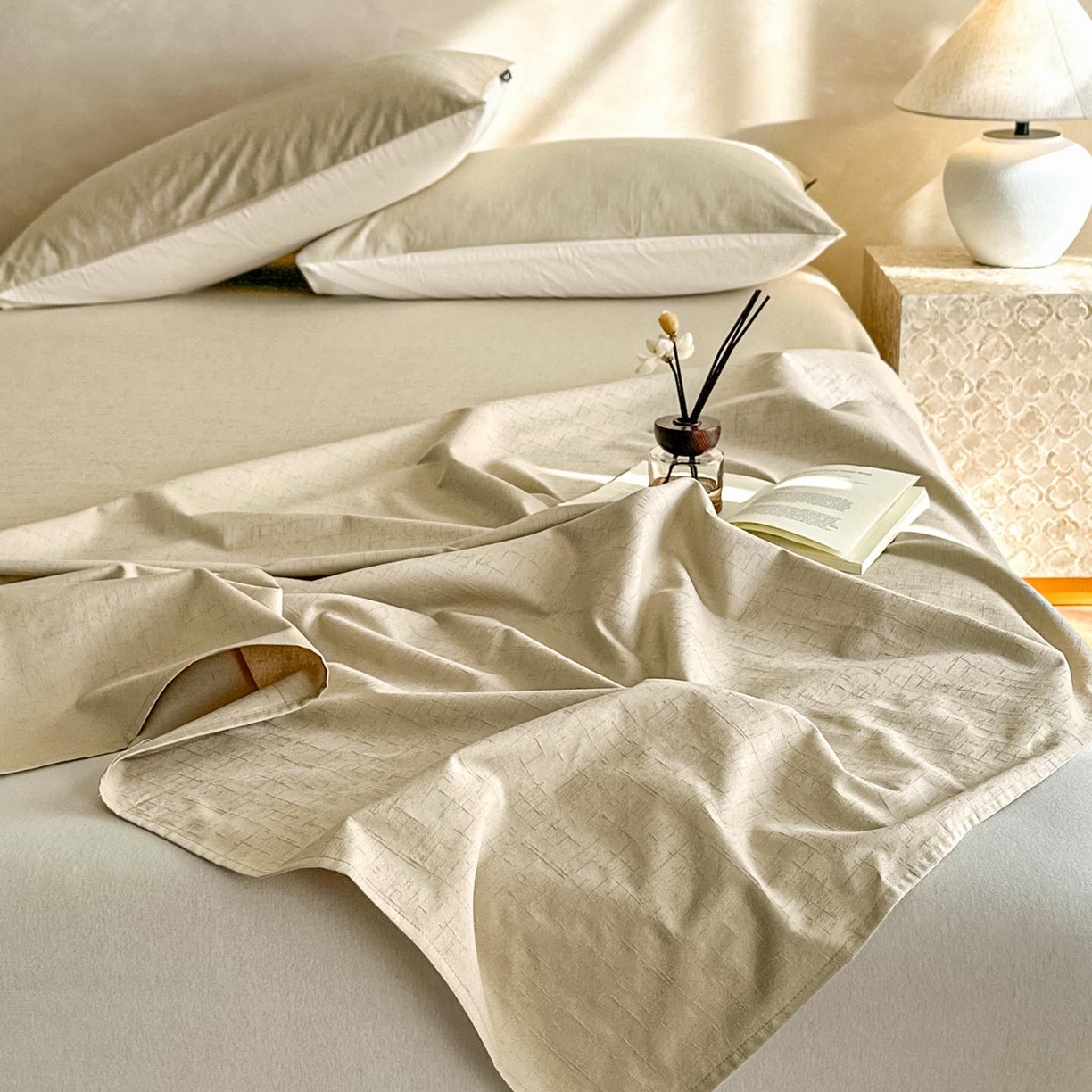 91家纺网 家纺一手货源 找家纺 涵宸家纺 2026新款全棉提花里拉系列单床单 床单-凌维-绿