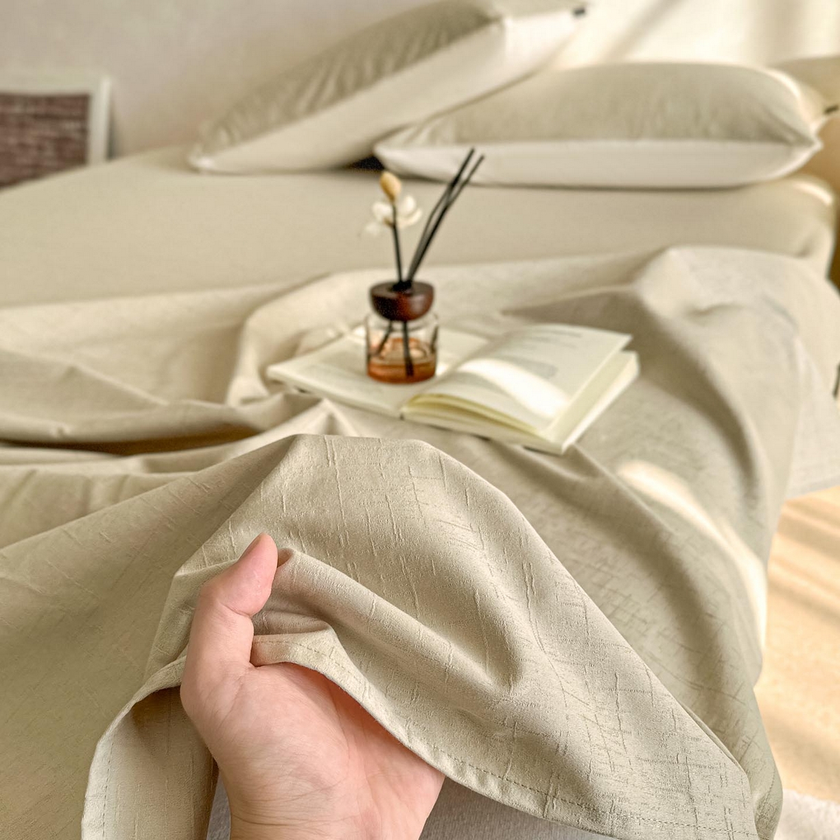 91家纺网 家纺一手货源 找家纺 涵宸家纺 2026新款全棉提花里拉系列单床单 床单-凌维-绿