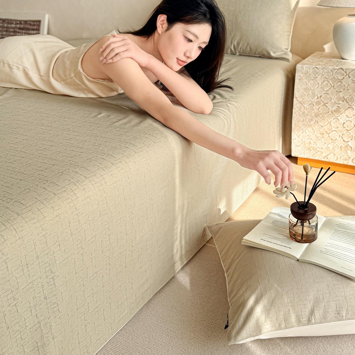 91家纺网 家纺一手货源 找家纺 涵宸家纺 2026新款全棉提花里拉系列单床单 床单-凌维-绿