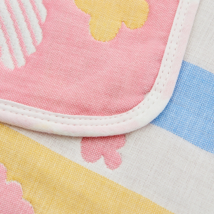 91家纺网 家纺一手货源 找家纺 朴尔家纺-毛巾被 2026新款六层纱布全棉循环小花型枕巾 彩云粉