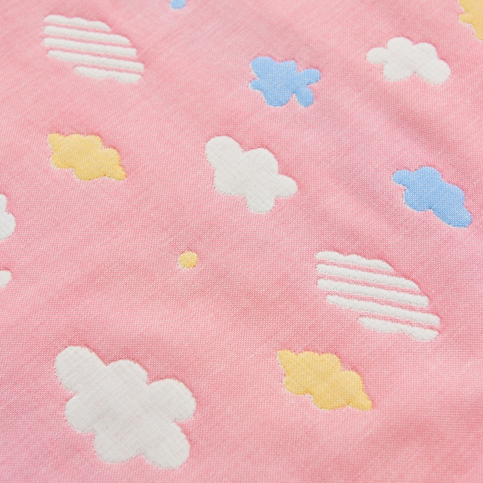 91家纺网 家纺一手货源 找家纺 朴尔家纺-毛巾被 2026新款六层纱布全棉循环小花型枕巾 彩云粉