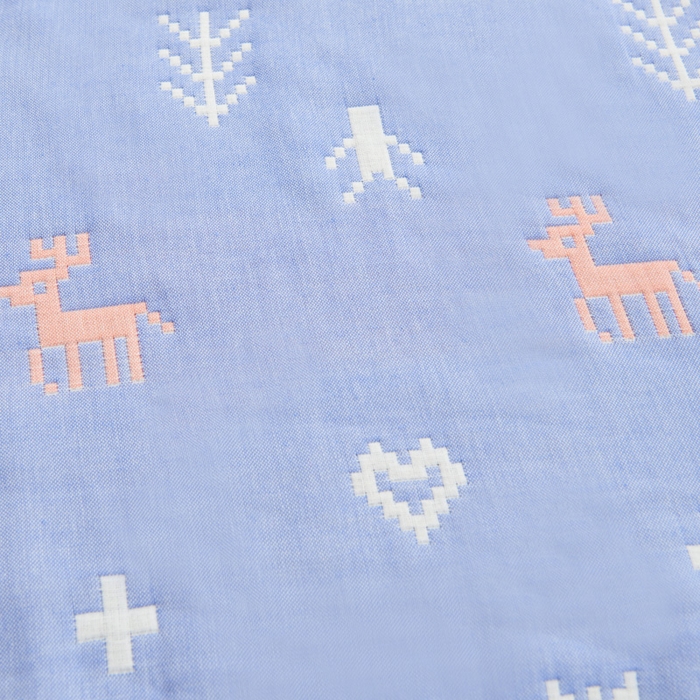 91家纺网 家纺一手货源 找家纺 朴尔家纺-毛巾被 2026新款六层纱布全棉循环小花型枕巾 吉祥鹿