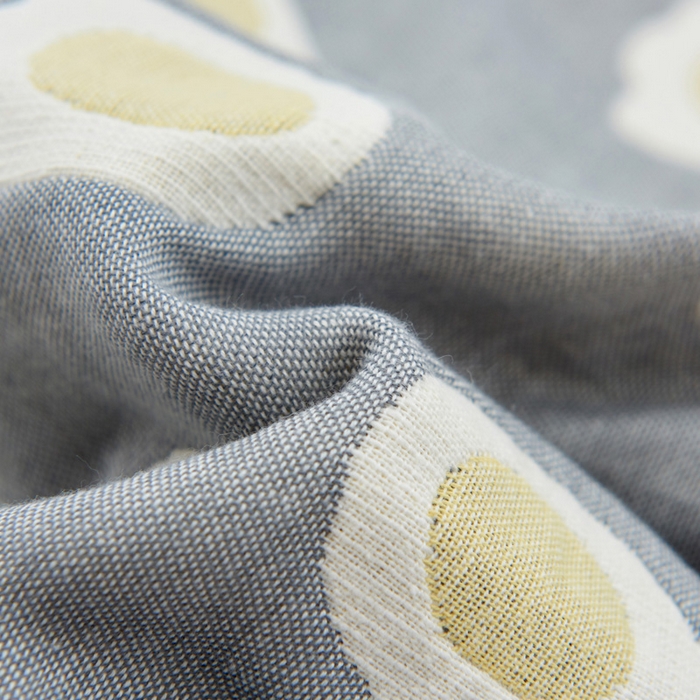 91家纺网 家纺一手货源 找家纺 朴尔家纺-毛巾被 2026新款六层纱布全棉循环小花型枕巾 煎蛋灰