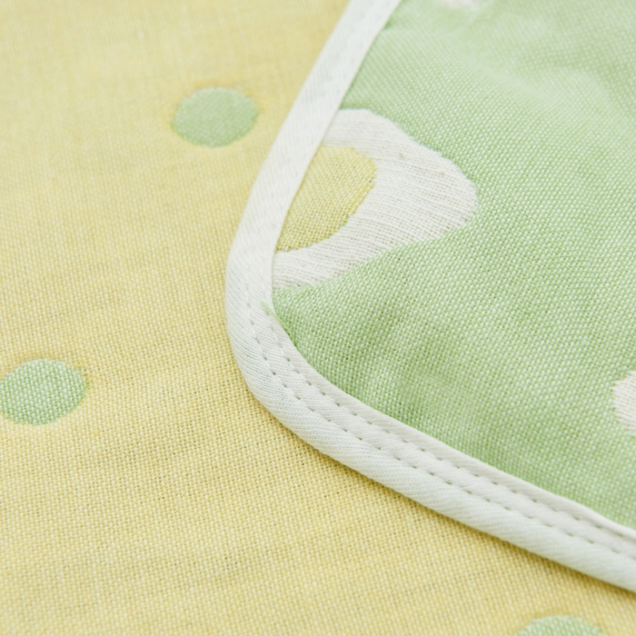 91家纺网 家纺一手货源 找家纺 朴尔家纺-毛巾被 2026新款六层纱布全棉循环小花型枕巾 煎蛋绿