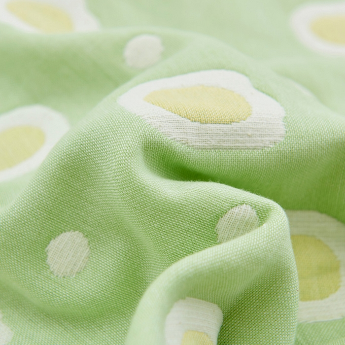 91家纺网 家纺一手货源 找家纺 朴尔家纺-毛巾被 2026新款六层纱布全棉循环小花型枕巾 煎蛋绿