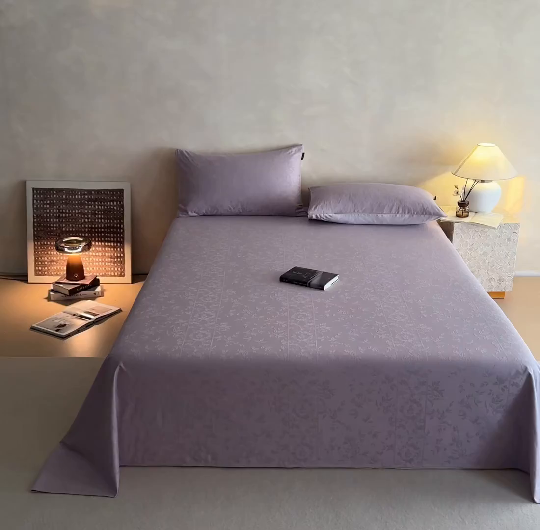 91家纺网 家纺一手货源 找家纺 涵宸家纺 2026新款全棉提花里拉系列单床单 床单-沁语-紫