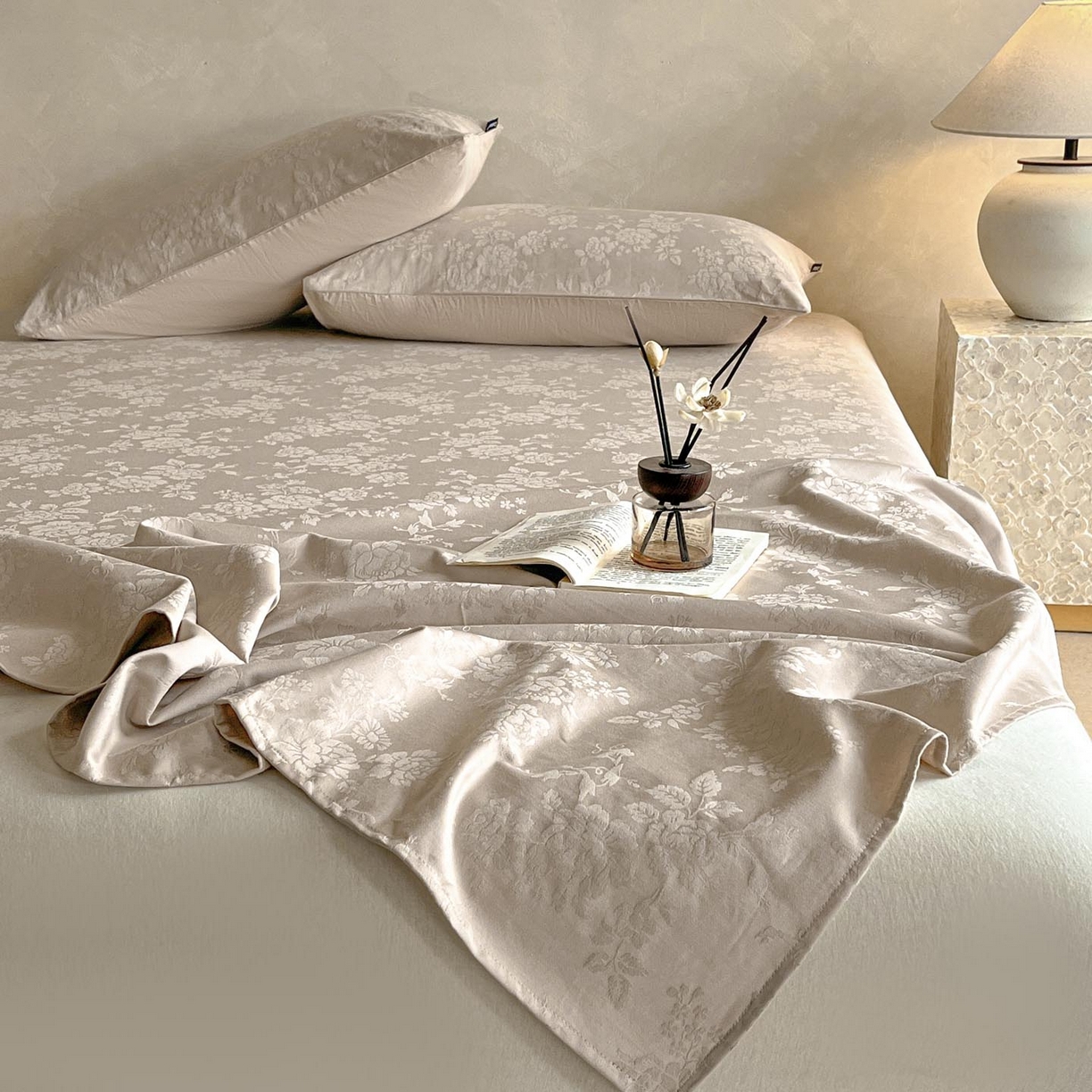 91家纺网 家纺一手货源 找家纺 涵宸家纺 2026新款全棉提花里拉系列单床单 床单-山慕色