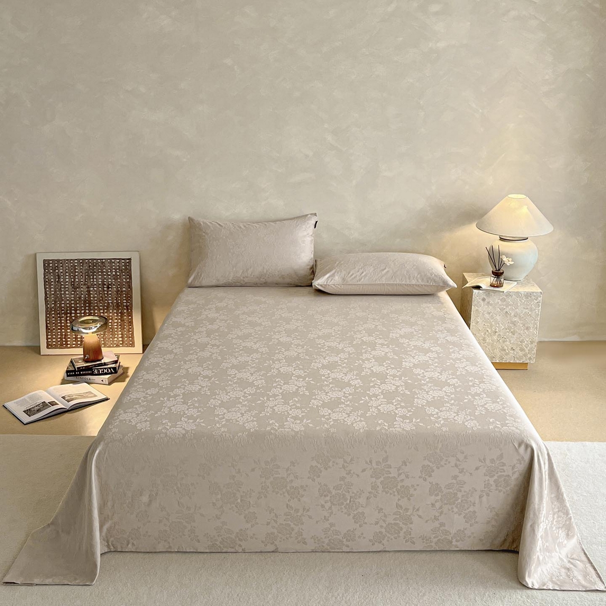 91家纺网 家纺一手货源 找家纺 涵宸家纺 2026新款全棉提花里拉系列单床单 床单-山慕色