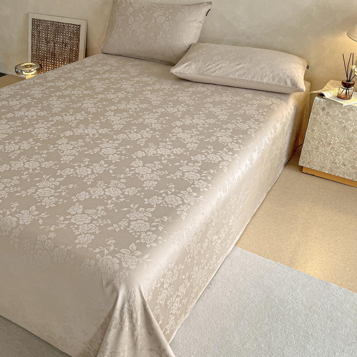 91家纺网 家纺一手货源 找家纺 涵宸家纺 2026新款全棉提花里拉系列单床单 床单-山慕色