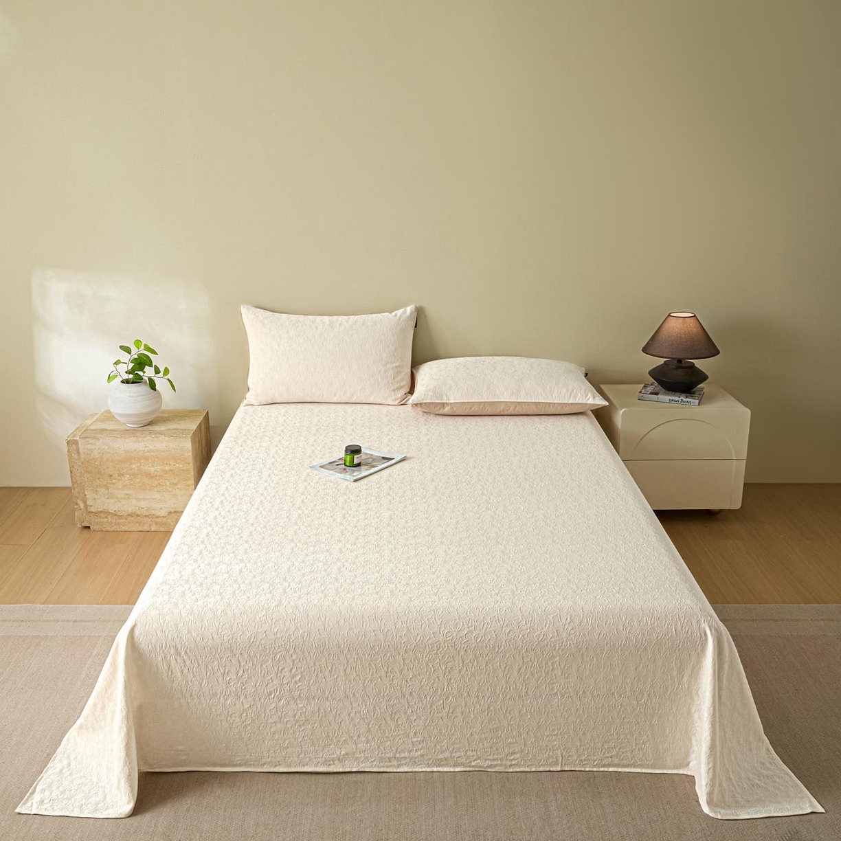 91家纺网 家纺一手货源 找家纺 涵宸家纺 2026新款全棉提花里拉系列单床单 床单-微芒