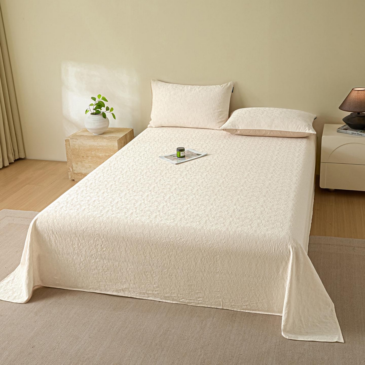 91家纺网 家纺一手货源 找家纺 涵宸家纺 2026新款全棉提花里拉系列单床单 床单-微芒