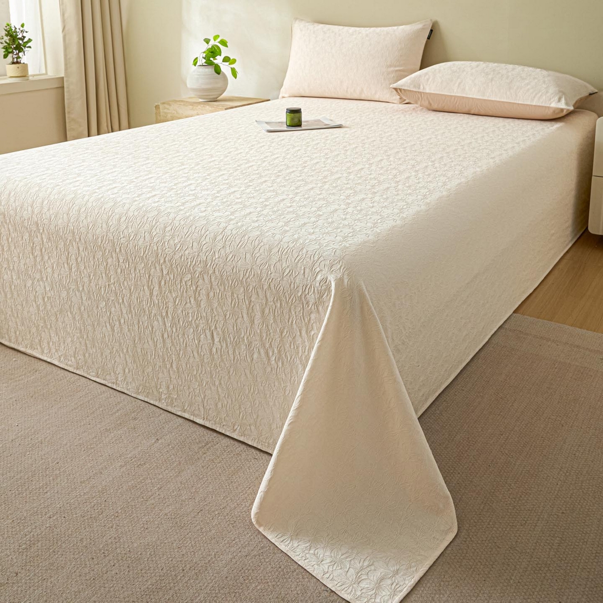 91家纺网 家纺一手货源 找家纺 涵宸家纺 2026新款全棉提花里拉系列单床单 床单-微芒