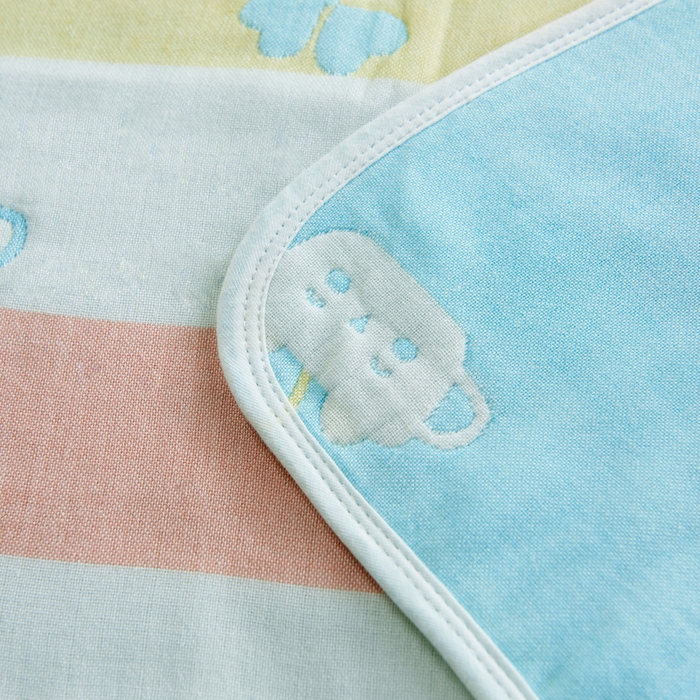 91家纺网 家纺一手货源 找家纺 朴尔家纺-毛巾被 2026新款六层纱布全棉循环小花型枕巾 杯中叶语兰枕巾