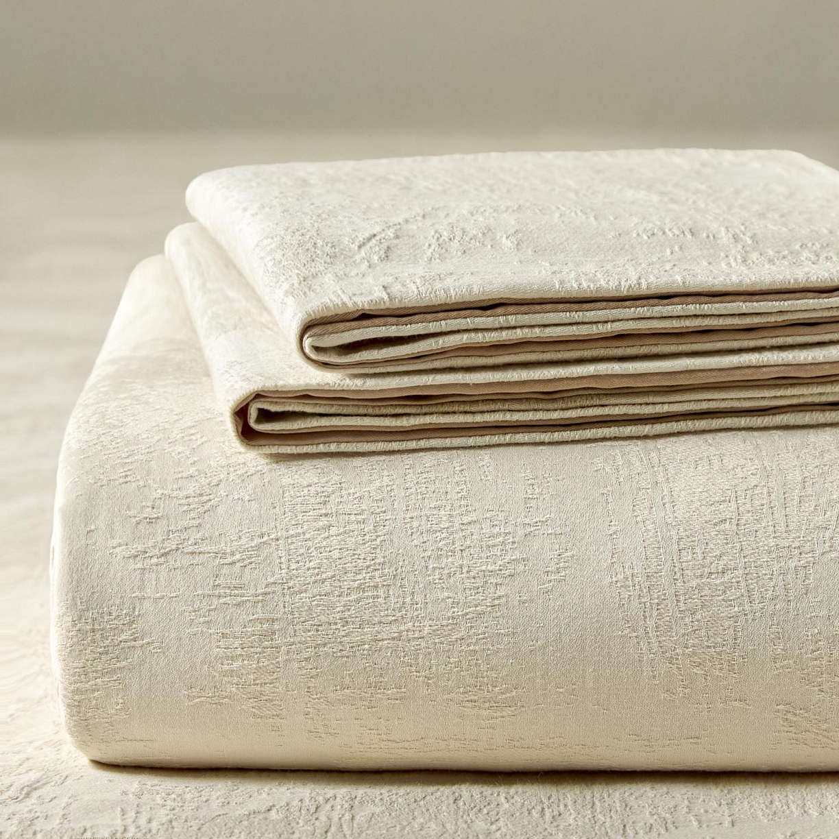 涵宸家纺 2026新款全棉提花里拉系列单床单 床单-雾絮-奶白