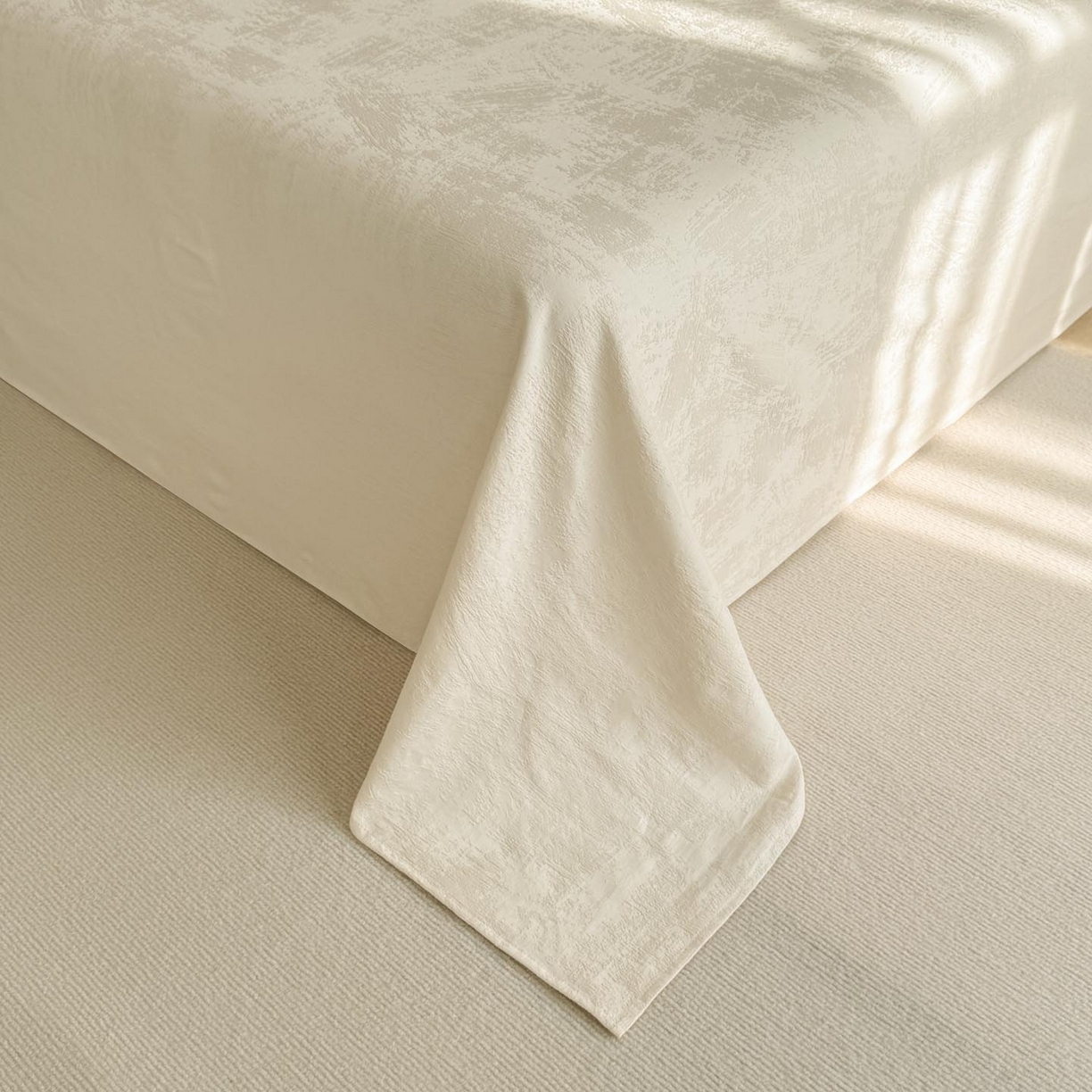 91家纺网 家纺一手货源 找家纺 涵宸家纺 2026新款全棉提花里拉系列单床单 床单-雾絮-奶白