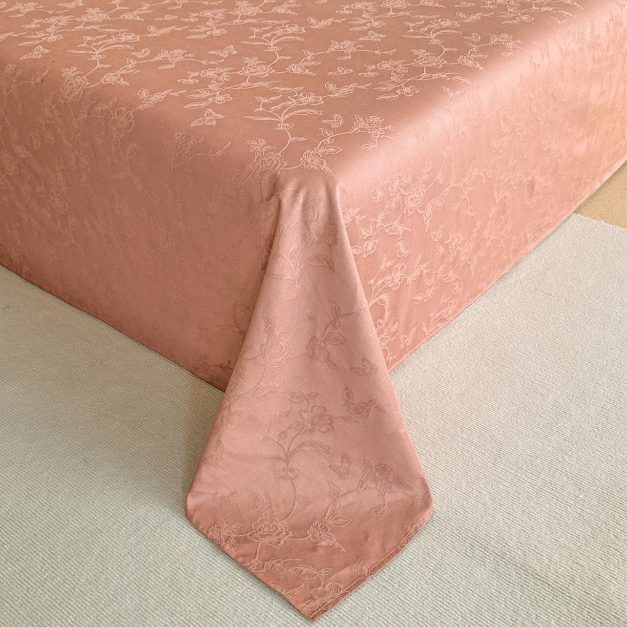 91家纺网 家纺一手货源 找家纺 涵宸家纺 2026新款全棉提花里拉系列单床单 床单-毓影-豆沙