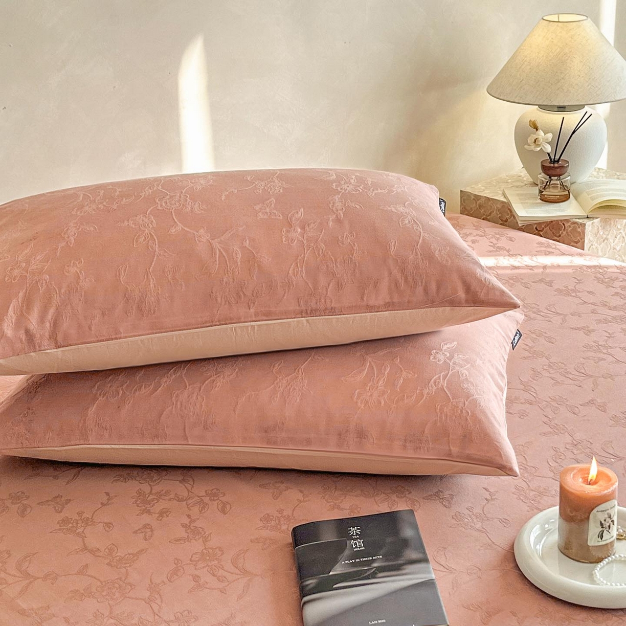 91家纺网 家纺一手货源 找家纺 涵宸家纺 2026新款全棉提花里拉系列单床单 床单-毓影-豆沙