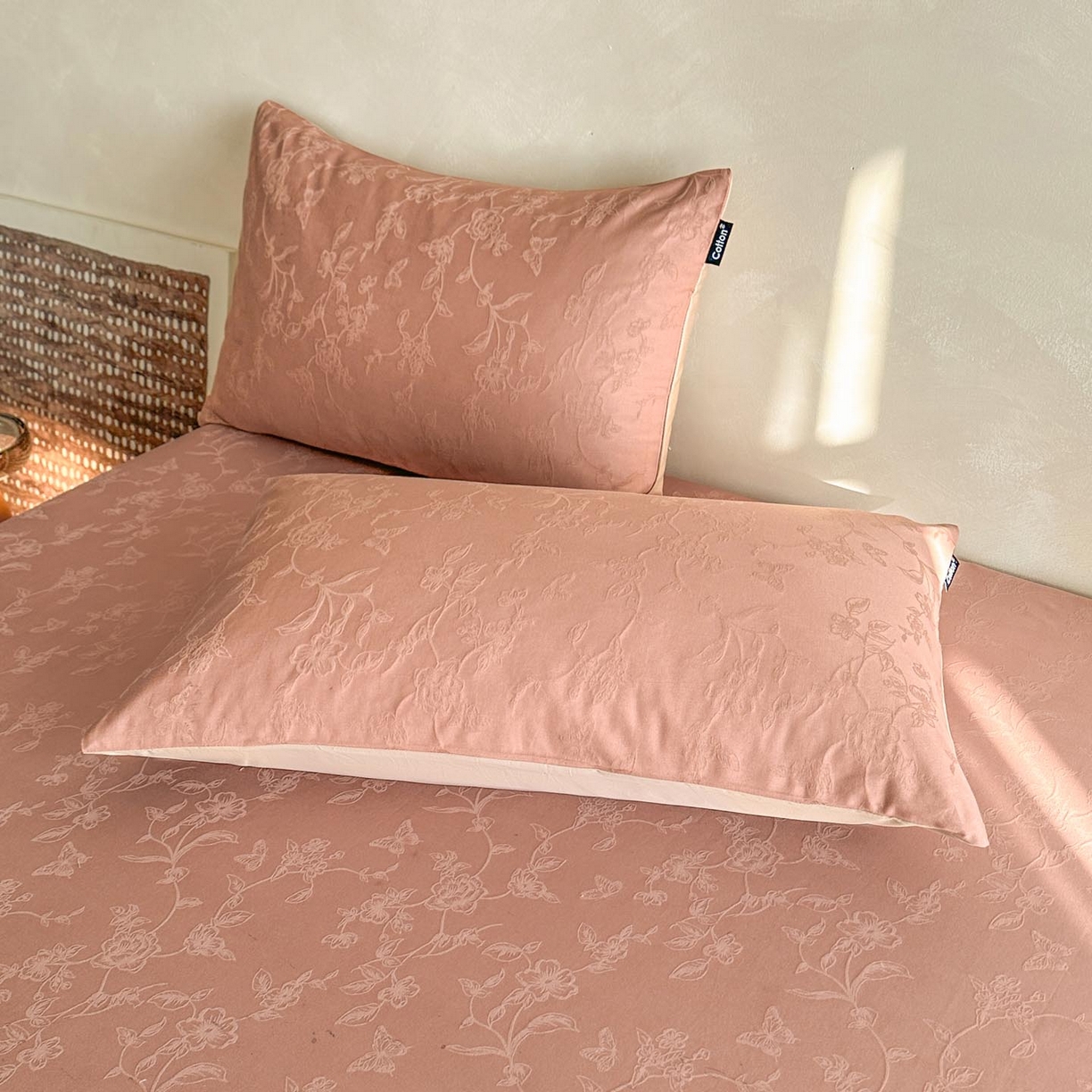 91家纺网 家纺一手货源 找家纺 涵宸家纺 2026新款全棉提花里拉系列单床单 床单-毓影-豆沙