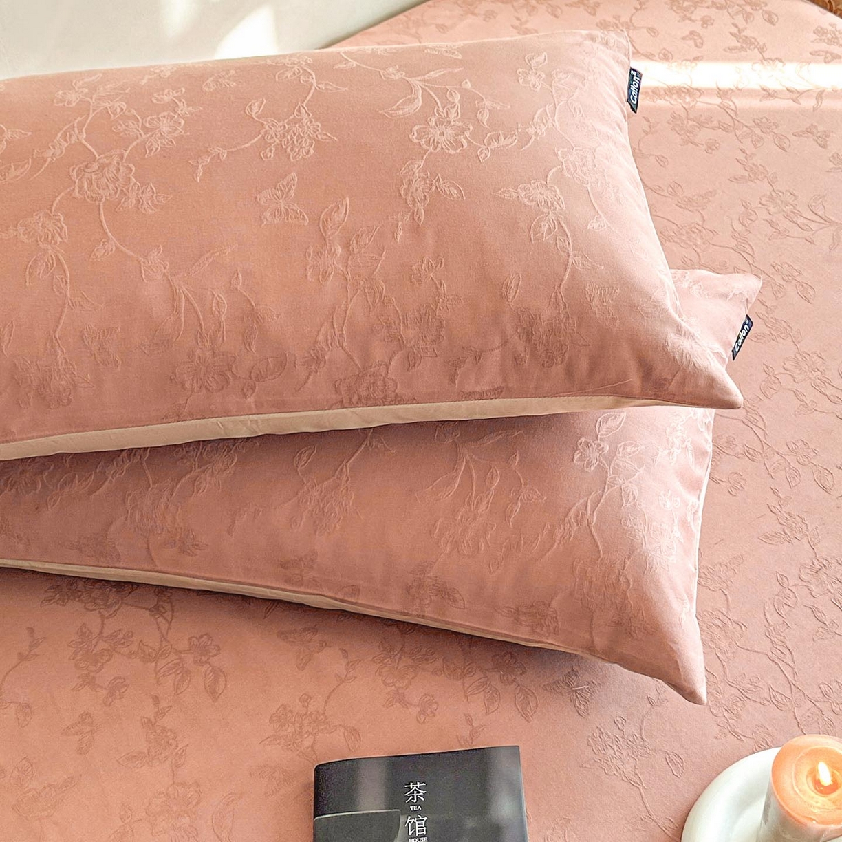 91家纺网 家纺一手货源 找家纺 涵宸家纺 2026新款全棉提花里拉系列单床单 床单-毓影-豆沙