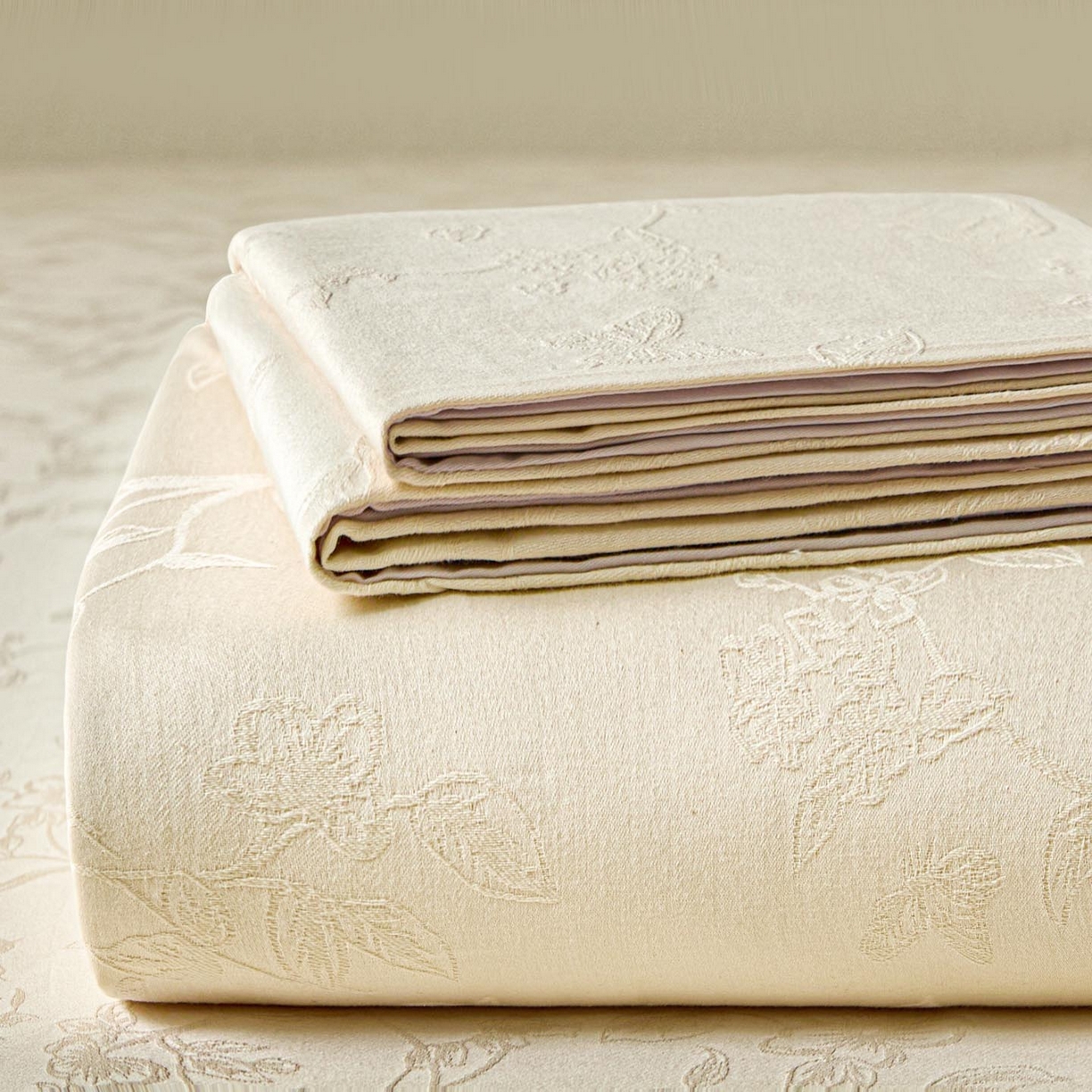 涵宸家纺 2026新款全棉提花里拉系列单床单 床单-毓影-奶白