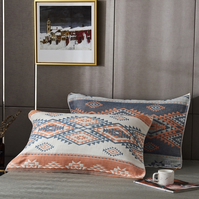 91家纺网 家纺一手货源 找家纺 （总）朴尔家纺-毛巾被 2026新款波西米亚风全棉四层纱布枕巾