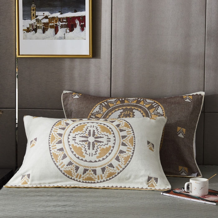 91家纺网 家纺一手货源 找家纺 朴尔家纺-毛巾被 2026新款波西米亚风全棉四层纱布枕巾 秘密驼