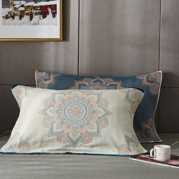 91家纺网 家纺一手货源 找家纺 朴尔家纺-毛巾被 2026新款波西米亚风全棉四层纱布枕巾 万花筒