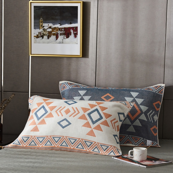 91家纺网 家纺一手货源 找家纺 朴尔家纺-毛巾被 2026新款波西米亚风全棉四层纱布枕巾 捕梦网