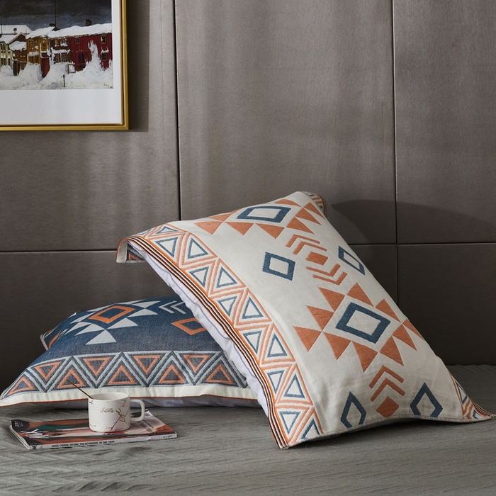 91家纺网 家纺一手货源 找家纺 朴尔家纺-毛巾被 2026新款波西米亚风全棉四层纱布枕巾 捕梦网