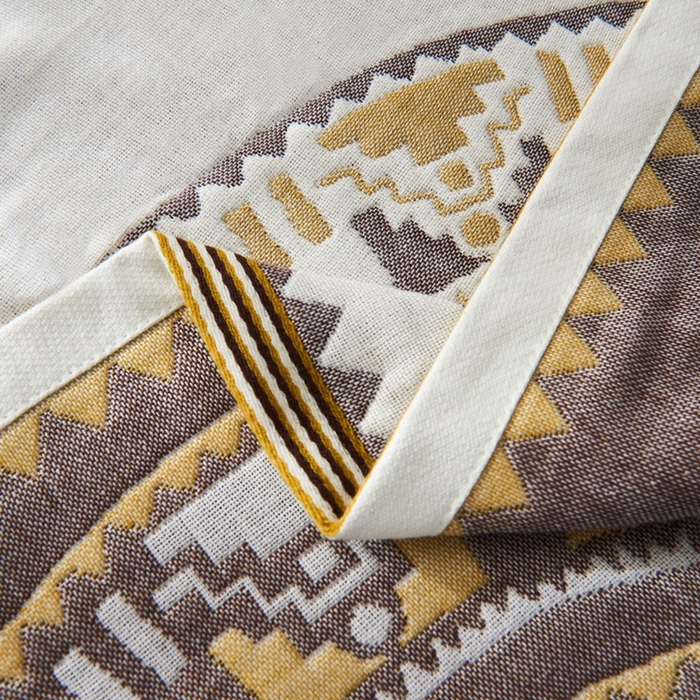 91家纺网 家纺一手货源 找家纺 朴尔家纺-毛巾被 2026新款波西米亚风全棉四层纱布枕巾 秘密驼