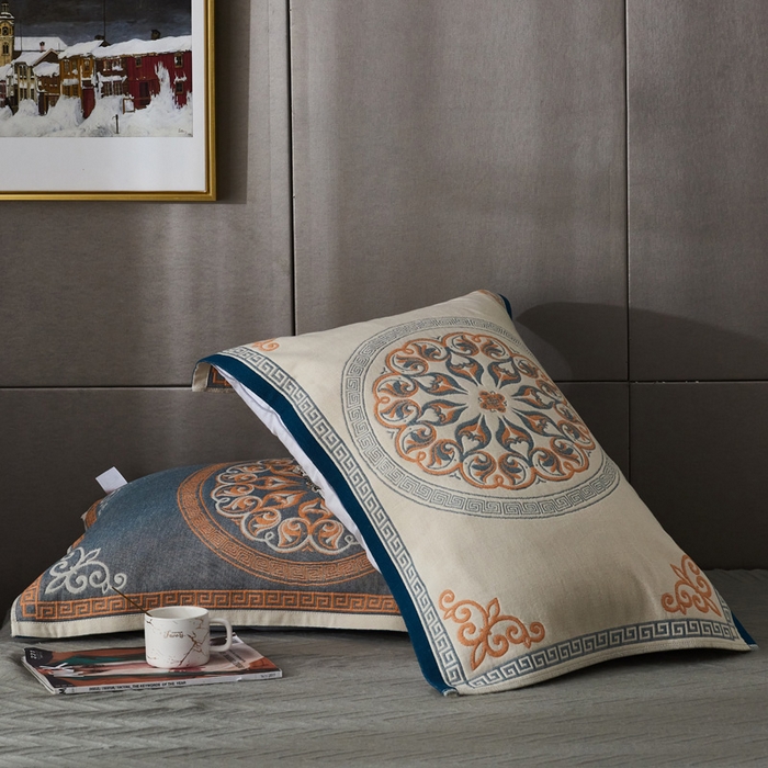 91家纺网 家纺一手货源 找家纺 朴尔家纺-毛巾被 2026新款波西米亚风全棉四层纱布枕巾 燃烧