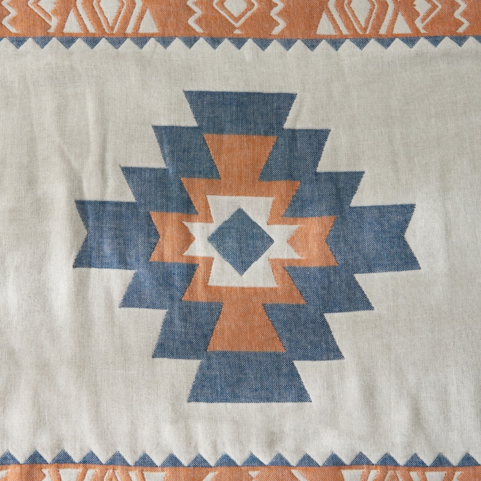 91家纺网 家纺一手货源 找家纺 朴尔家纺-毛巾被 2026新款波西米亚风全棉四层纱布枕巾 拓卡斯蓝