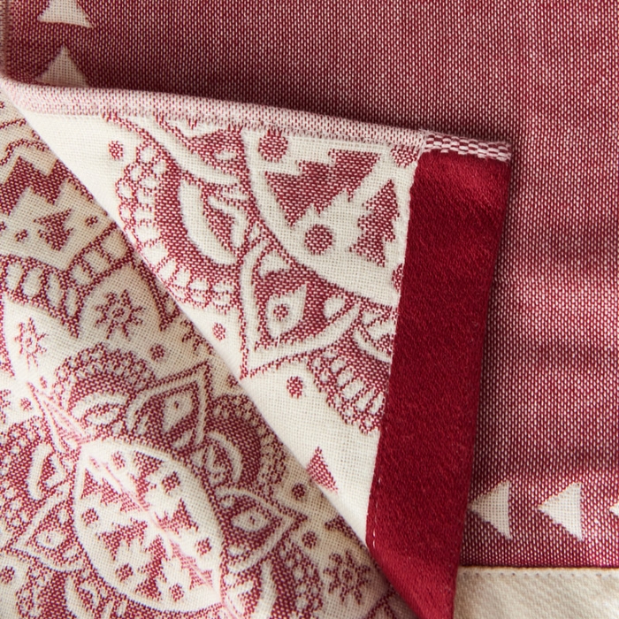 91家纺网 家纺一手货源 找家纺 朴尔家纺-毛巾被 2026新款波西米亚风全棉四层纱布枕巾 太阳神红