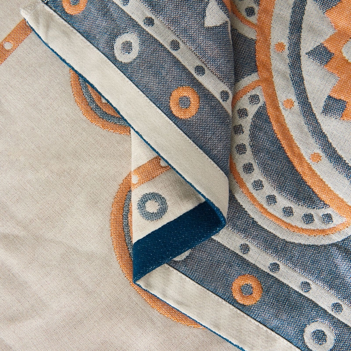 91家纺网 家纺一手货源 找家纺 朴尔家纺-毛巾被 2026新款波西米亚风全棉四层纱布枕巾 小太阳蓝