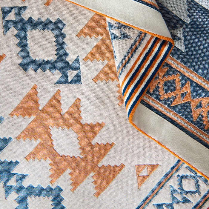 91家纺网 家纺一手货源 找家纺 朴尔家纺-毛巾被 2026新款波西米亚风全棉四层纱布枕巾 异域风情