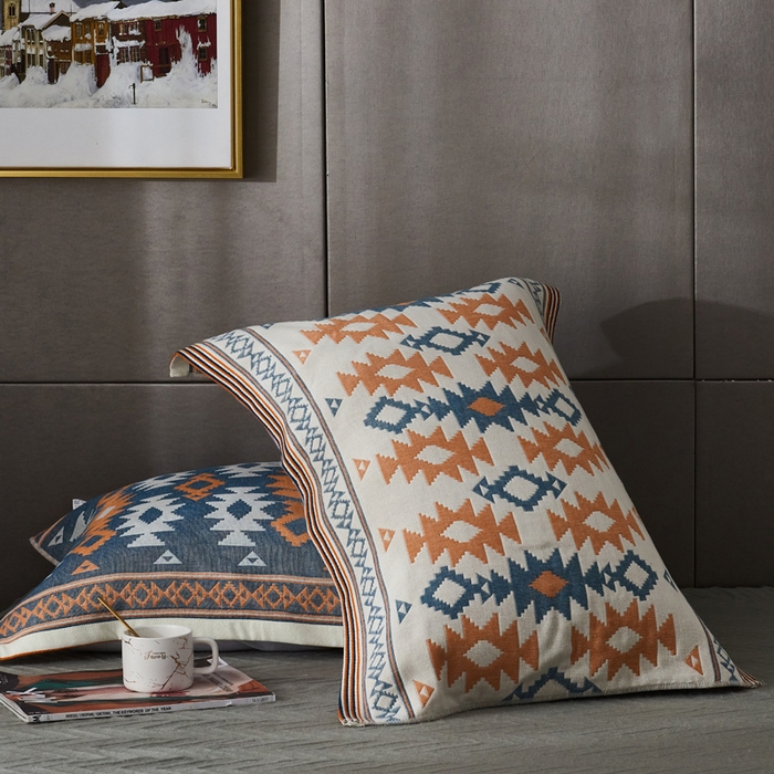 91家纺网 家纺一手货源 找家纺 朴尔家纺-毛巾被 2026新款波西米亚风全棉四层纱布枕巾 异域风情